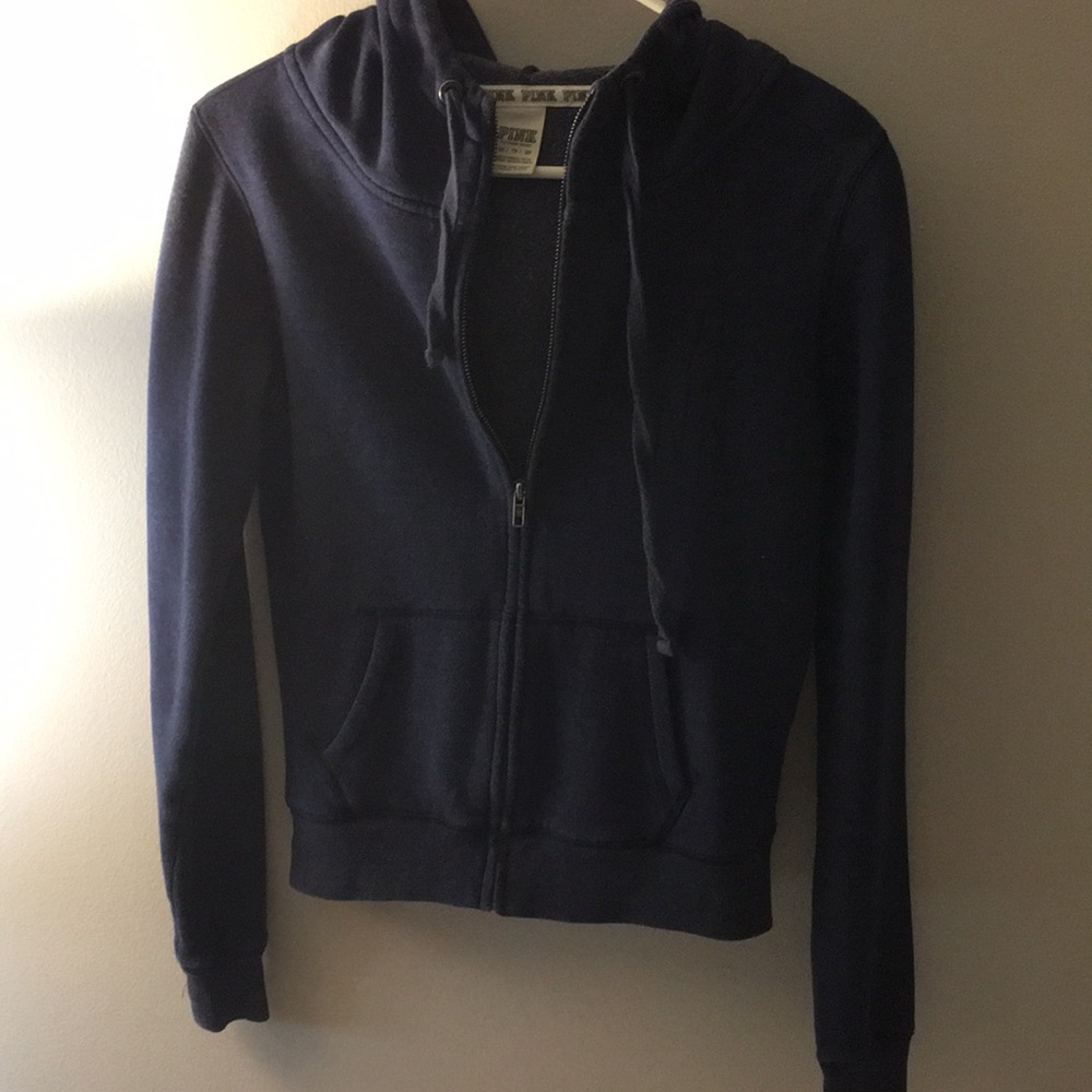 PINK simple navy blue zip up